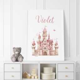 Personalized Princess Wall Art Set Fairy Castle Nursery Decor - thumbnail 3