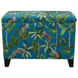 Tall Blue Monkey Storage Box - Tropical Ottoman Handmade in Britain - thumbnail 3