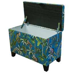 Tall Blue Monkey Storage Box - Tropical Ottoman Handmade in Britain - thumbnail 2
