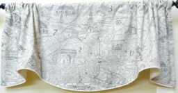 Paris Street Map - Window Valance Corded Lined Rod Pocket Scalloped Valance/ Cotton - thumbnail 1
