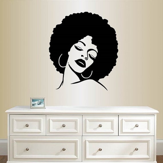 In-Style Decals Wall Vinyl Decal Home Decor Art Sticker Beautiful Girl Woman With Afro Hair Beauty Salon Removable Mural Design 1756 - image 1