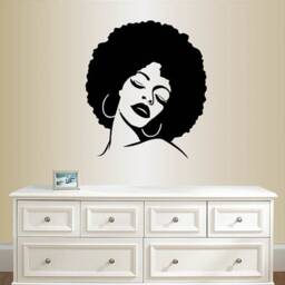 In-Style Decals Wall Vinyl Decal Home Decor Art Sticker Beautiful Girl Woman With Afro Hair Beauty Salon Removable Mural Design 1756 - thumbnail 1