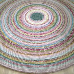 Handmade Wool Round Rug Colorful Crochet Area Rug - thumbnail 4