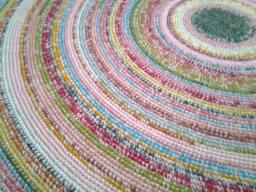 Handmade Wool Round Rug Colorful Crochet Area Rug - thumbnail 1