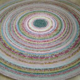 Handmade Wool Round Rug Colorful Crochet Area Rug - thumbnail 3
