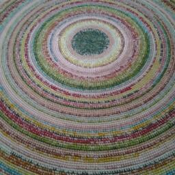 Handmade Wool Round Rug Colorful Crochet Area Rug - thumbnail 2