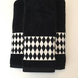 Harlequin Black Bath Towel Diamond Bathroom Decor