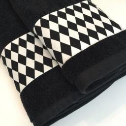 Harlequin Black Bath Towel Diamond Bathroom Decor - thumbnail 2