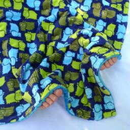 Minky Baby Blanket - Hippo Boy Personalized - thumbnail 3