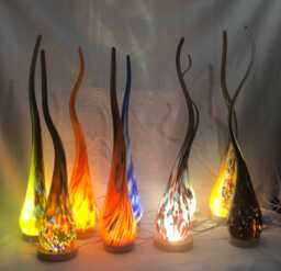 Hand Blown Glass Swirl Lamp Colorful Ambient Light, Polish Art - thumbnail 1