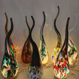 Hand Blown Glass Swirl Lamp Colorful Ambient Light, Polish Art - thumbnail 2