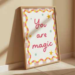 You Are Magic Print in Bright Colours, Inspirational Quote Print, Girl Nursery Pastel Decor, Scandi Nursery, Playroom Prints - thumbnail 3