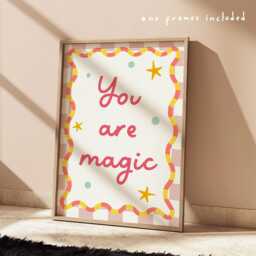 You Are Magic Print in Bright Colours, Inspirational Quote Print, Girl Nursery Pastel Decor, Scandi Nursery, Playroom Prints - thumbnail 1