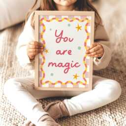 You Are Magic Print in Bright Colours, Inspirational Quote Print, Girl Nursery Pastel Decor, Scandi Nursery, Playroom Prints - thumbnail 2