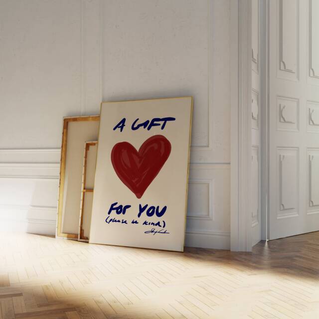 A Gift For You Heart Wall Art Mid Century Modern Typography Poster Print - image 1