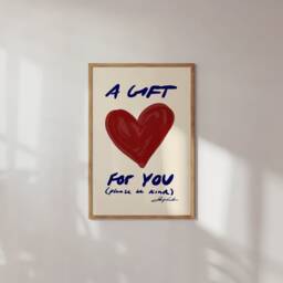 A Gift For You Heart Wall Art Mid Century Modern Typography Poster Print - thumbnail 2