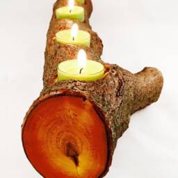 Full Log Branch Wood Tealight Candle Holder, Natural Cut Out Of Tree Wood, Reclaimed Sealed Gifts Under 30 - thumbnail 2
