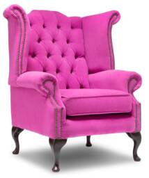 Chesterfield High Back Wing Chair in Velvet