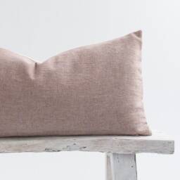 Rustic Red Lumbar Pillow Cover, Linen Cotton Blend, Boho Farmhouse Cushion - thumbnail 2