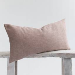Rustic Red Lumbar Pillow Cover, Linen Cotton Blend, Boho Farmhouse Cushion - thumbnail 3