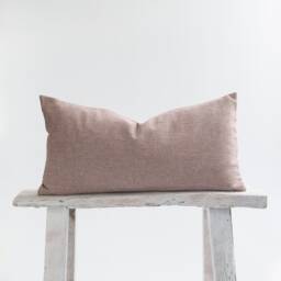 Rustic Red Lumbar Pillow Cover, Linen Cotton Blend, Boho Farmhouse Cushion - thumbnail 1