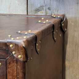 Bedside Nightstand Pair - Bridle Leather English Cabinets With Drawer Storage - thumbnail 3