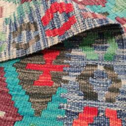 Turquoise Runner Rug, Handmade Artisan Afghan Turkish Persian Navajo Bohemian Kilim Rug 200x72 cm - thumbnail 3