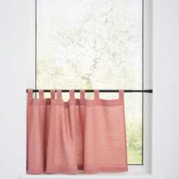Linen Curtains Tab Top For Kitchen, Light Filtering Drapery, Natural French Style Valances, Farmhouse Rustic Window Drapes, Cabinet Skirt - thumbnail 4