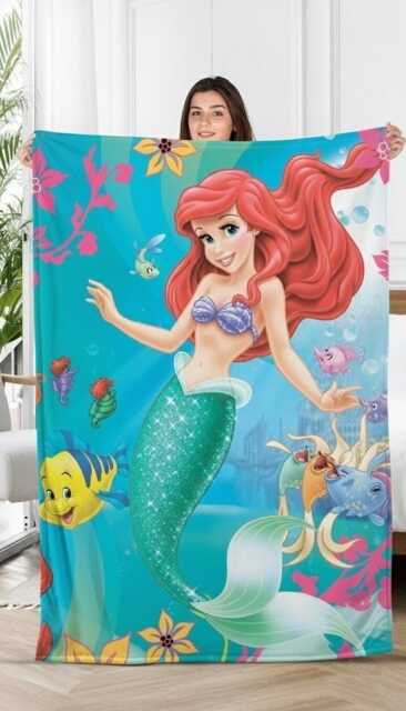 Personalized The Little Mermaid Blanket, Ariel Princess Disneyland Princess, Baby Girl Birthday Gift - image 1
