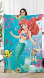 Personalized The Little Mermaid Blanket, Ariel Princess Disneyland Princess, Baby Girl Birthday Gift
