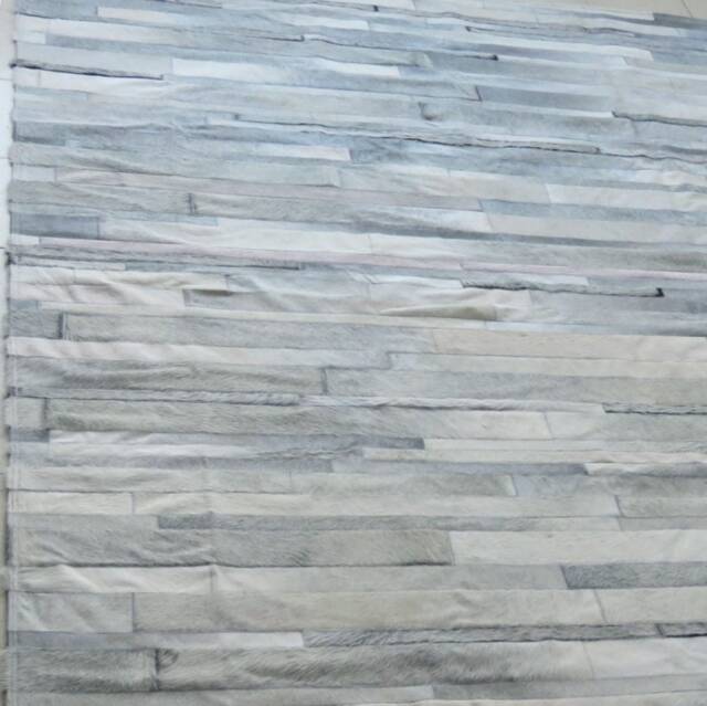 Patchwork Cowhide Rug, Model Stripes, Cream, White & Mix Of Grey. Sale, Ready To Go. 12' X 9' Free Shipping, 1 in Stock - image 1