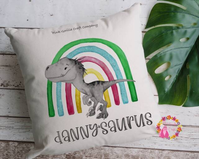 Dinosaur Cushion, Pillow, Roarsome Cushion, Gift, Dinosaur, Rainbow, Dinosaurus, Rainbow Dinosaur, Gift For Dad - image 1