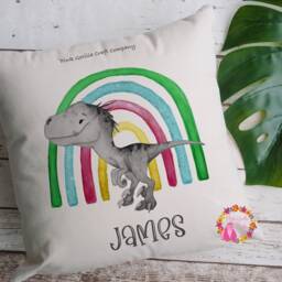 Dinosaur Cushion, Pillow, Roarsome Cushion, Gift, Dinosaur, Rainbow, Dinosaurus, Rainbow Dinosaur, Gift For Dad - thumbnail 3