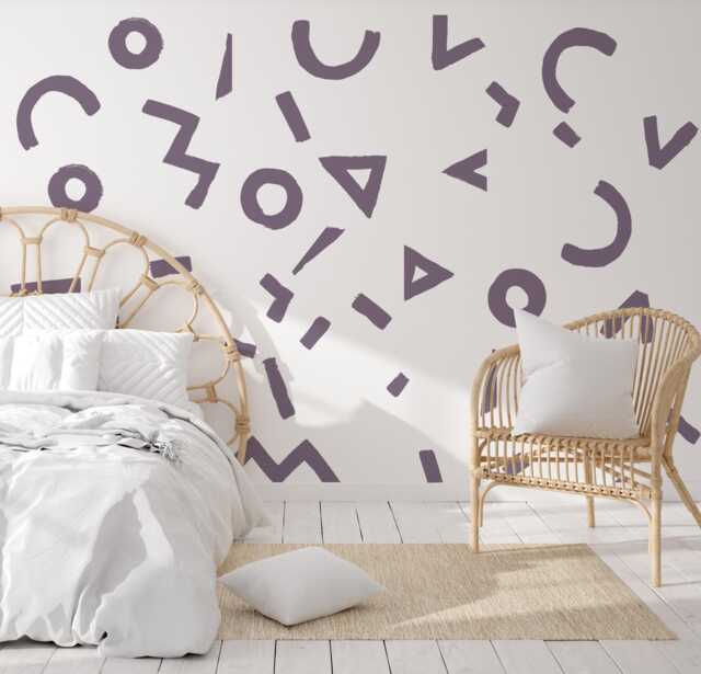 Fabric Wall Decals, Abstract Shapes Pattern, Modern Bedroom Decor - image 1