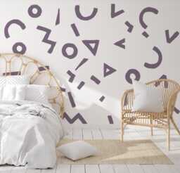 Fabric Wall Decals, Abstract Shapes Pattern, Modern Bedroom Decor - thumbnail 1