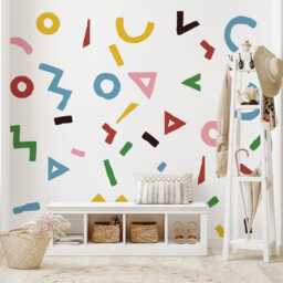 Fabric Wall Decals, Abstract Shapes Pattern, Modern Bedroom Decor - thumbnail 4
