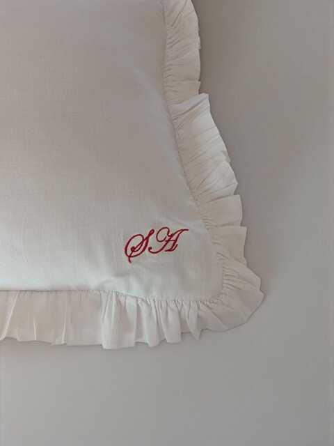 Handmade in The UK Frilled Cotton Pillowcases With Monograms - image 1