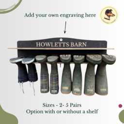 Welly Boot Rack, Wooden Holder, Wellington Storage, Shoe/Walking Boot Rack, Engraved Rack - thumbnail 4