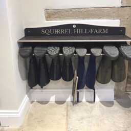 Welly Boot Rack, Wooden Holder, Wellington Storage, Shoe/Walking Boot Rack, Engraved Rack - thumbnail 2