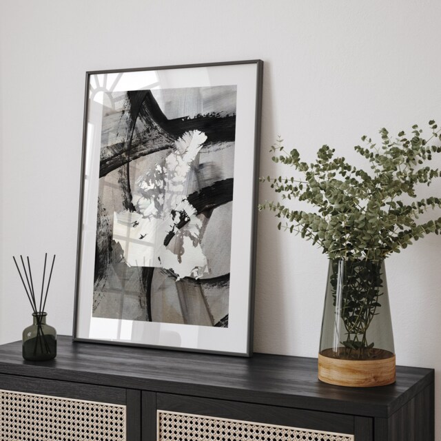 Canada Map - Black & Grey Abstract Painting Of Wall Art Print Traval Poster - image 1