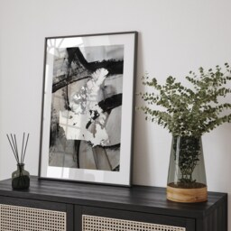 Canada Map - Black & Grey Abstract Painting Of Wall Art Print Traval Poster - thumbnail 1