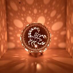 Hand Carved Scorpio Zodiac Tea Light Holder Ceramic Nightlight Lantern - thumbnail 1