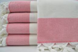 "Terry Towel, Fuchsia & White Peshtemal, Turkish Towel, Peshtemal, Ultra Soft Towel, Towel, 38""x67"