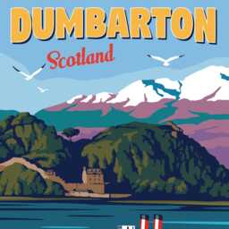 Dumbarton Rock Print - Western Scotland Waverley Paddle Steamer - thumbnail 2