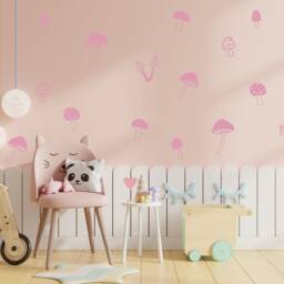 Minimalist, Mushrooms, For Children's Bedroom Decor, Vinyl Wall Art, Decal, Sticker, Removable, Decoration, Botanical, Plant, Leaf - thumbnail 2