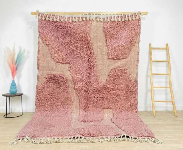 Pink Moroccan Hand Tufted Rug, Large Area Berber Wool Carpet, Custom Living Room Rug - image 1