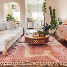 Pink Moroccan Hand Tufted Rug, Large Area Berber Wool Carpet, Custom Living Room Rug - thumbnail 3