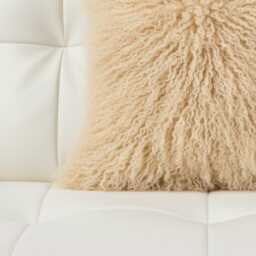 Light Beige Mongolian Sheepskin Fur Cushion Made To Order Custom Sizes Double/Single Sided - thumbnail 2