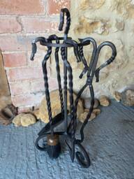 Horse's Head, Equine Fireplace Companion Set, 4 Piece Poker, Tongs, Dustpan & Brush With Stand - thumbnail 1