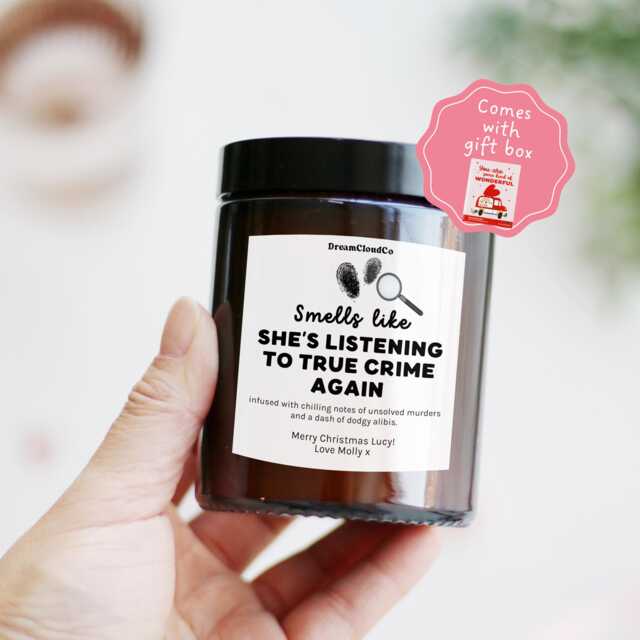 Birthday Gift For Her Wife Friend True Crime Fan - Podcast Listener Personalized Candle Christmas Lover - image 1